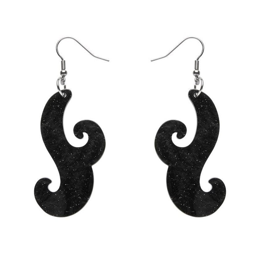 Erstwilder Essential Earrings | Nouveau Ripple Glitter Resin Drop Earrings - Black