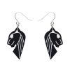 Erstwilder Essential Earrings | Jaguar Solid Black Resin Drop Earrings - Silver