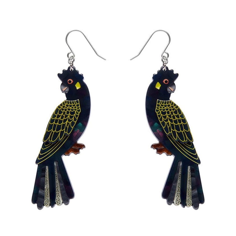 Erstwilder Earrings | Bella The Black Cockatoo Drop Earrings