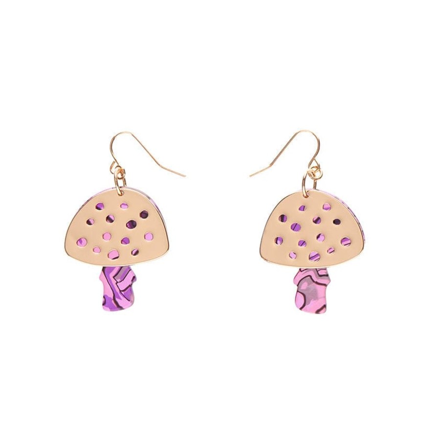 Erstwilder Essential Earrings | Mushroom Textured Resin Drop Earrings - Pink