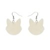 Erstwilder Essential Earrings | Solid Cat Head Ripple Resin Drop Earrings - White