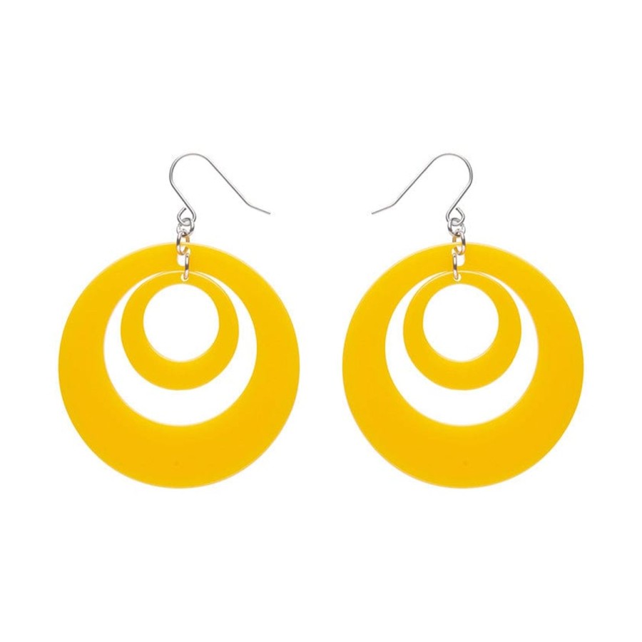 Erstwilder Essential Earrings | Double Hoop Solid Drop Earrings - Yellow