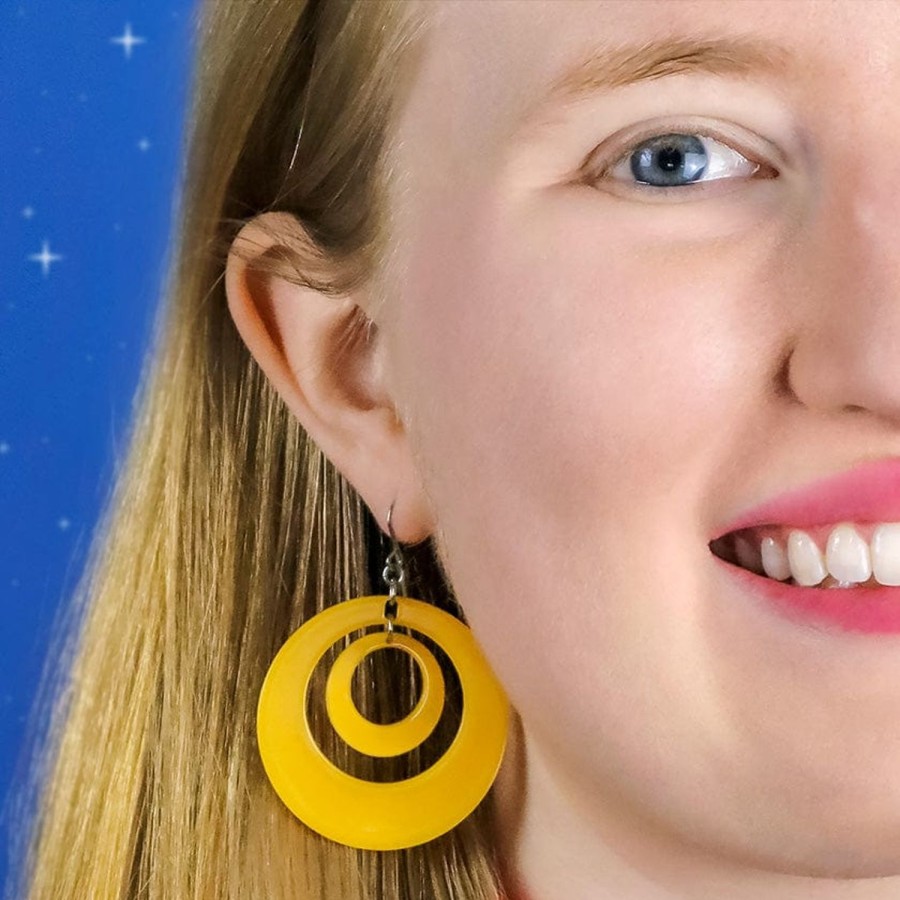 Erstwilder Essential Earrings | Double Hoop Solid Drop Earrings - Yellow