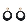 Erstwilder Essential Earrings | Statement Ripple Resin Circle Drop Earrings - Black