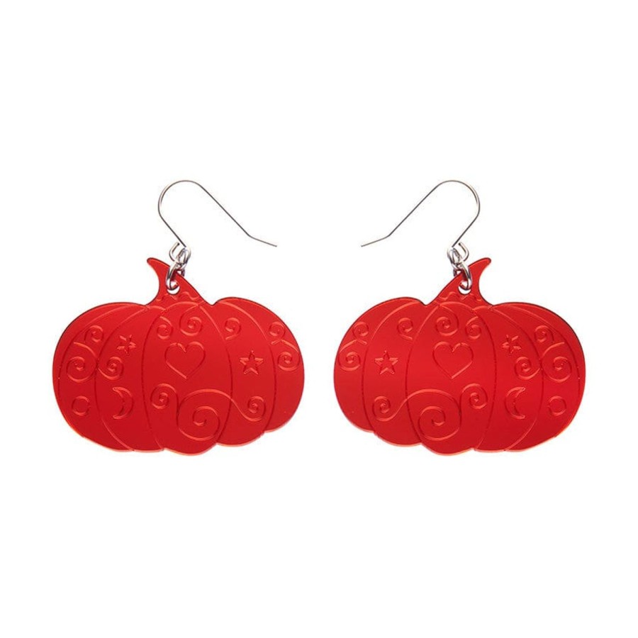 Erstwilder Essential Earrings | Pumpkin Magic Mirror Drop Earrings - Red