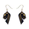 Erstwilder Essential Earrings | Jaguar Solid Black Resin Drop Earrings - Gold