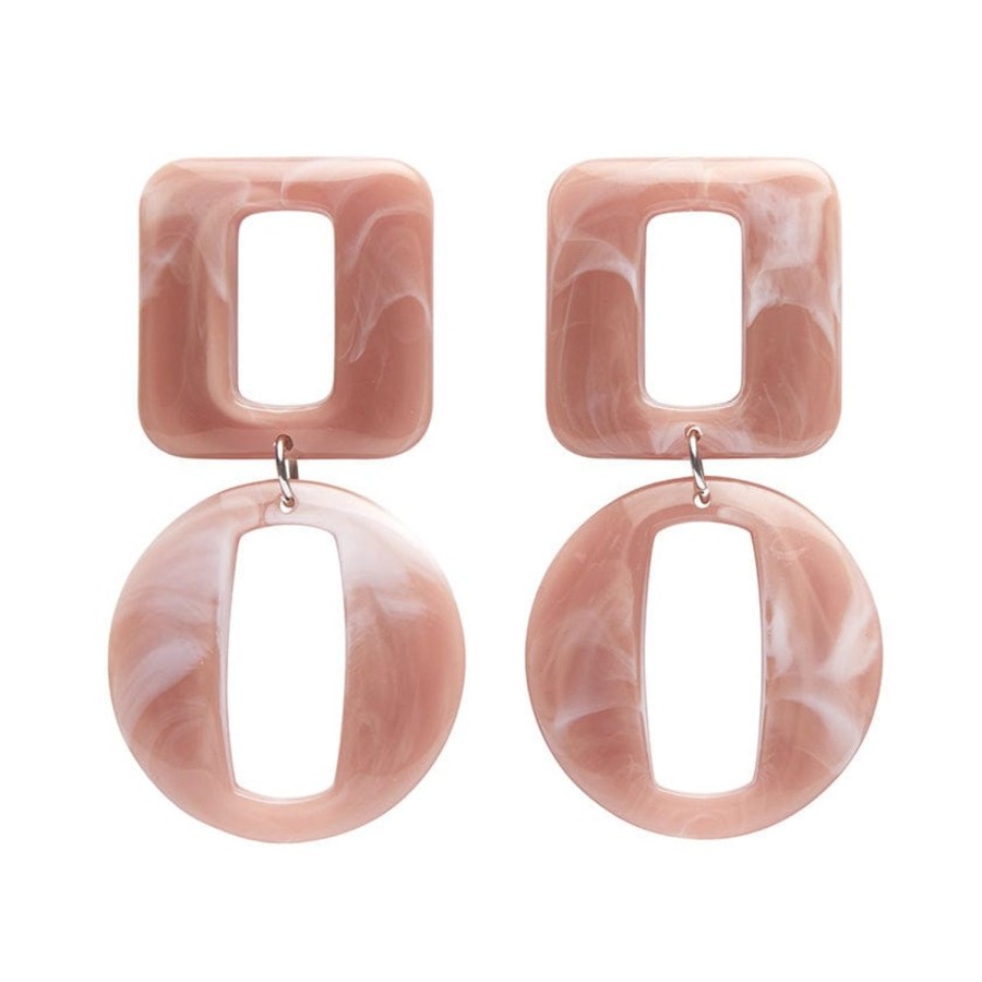 Erstwilder Essential Earrings | Statement Marble Chunky Drop Earrings - Pink