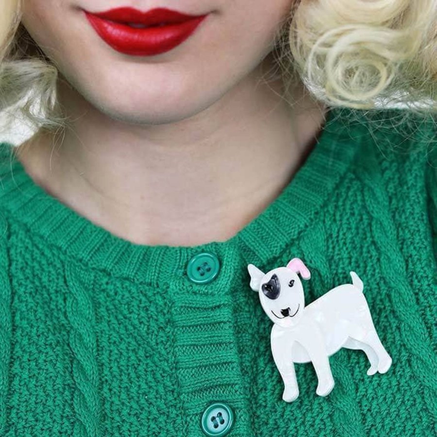 Erstwilder Brooches | Willie The White Dog Brooch