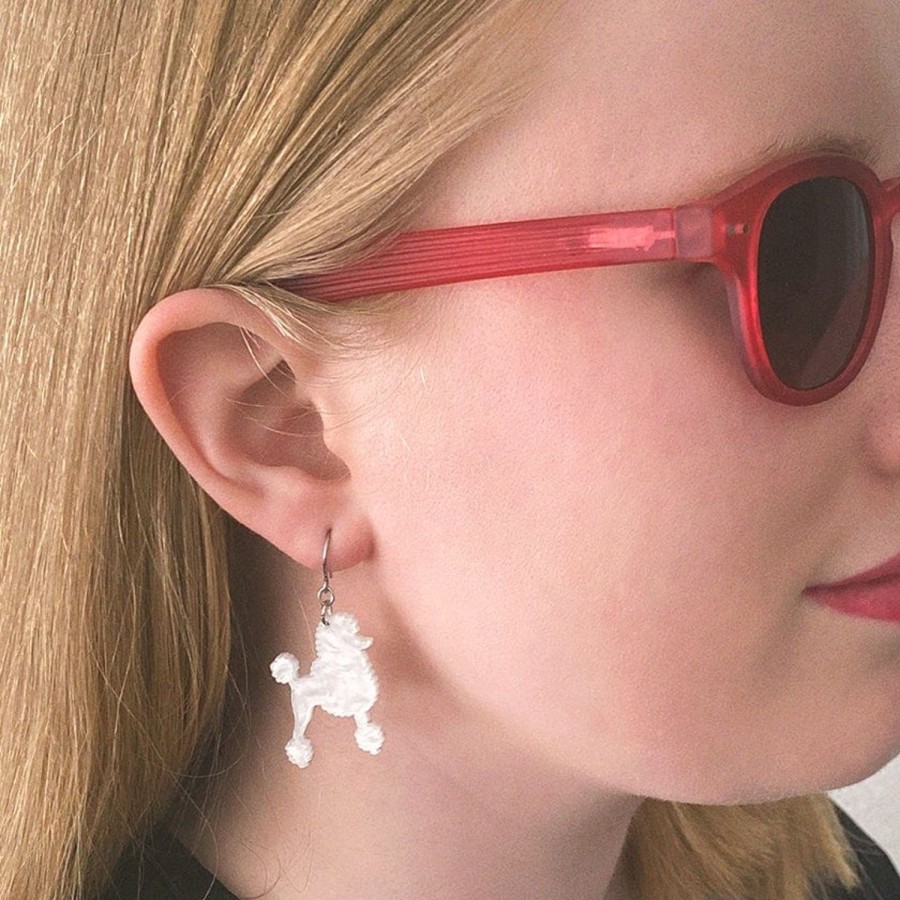 Erstwilder Essential Earrings | Poodle Ripple Hook Drop Earrings - White