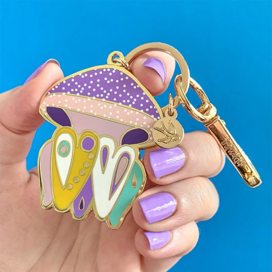 Erstwilder Enamel Key Rings | The Whimsical White Spotted Jellyfish Enamel Key Ring