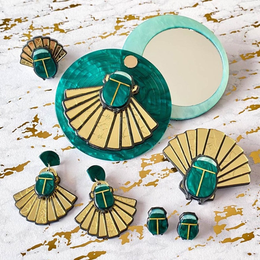 Erstwilder Mirror Compacts | The Heart Of Egypt Scarab Mirror Compact