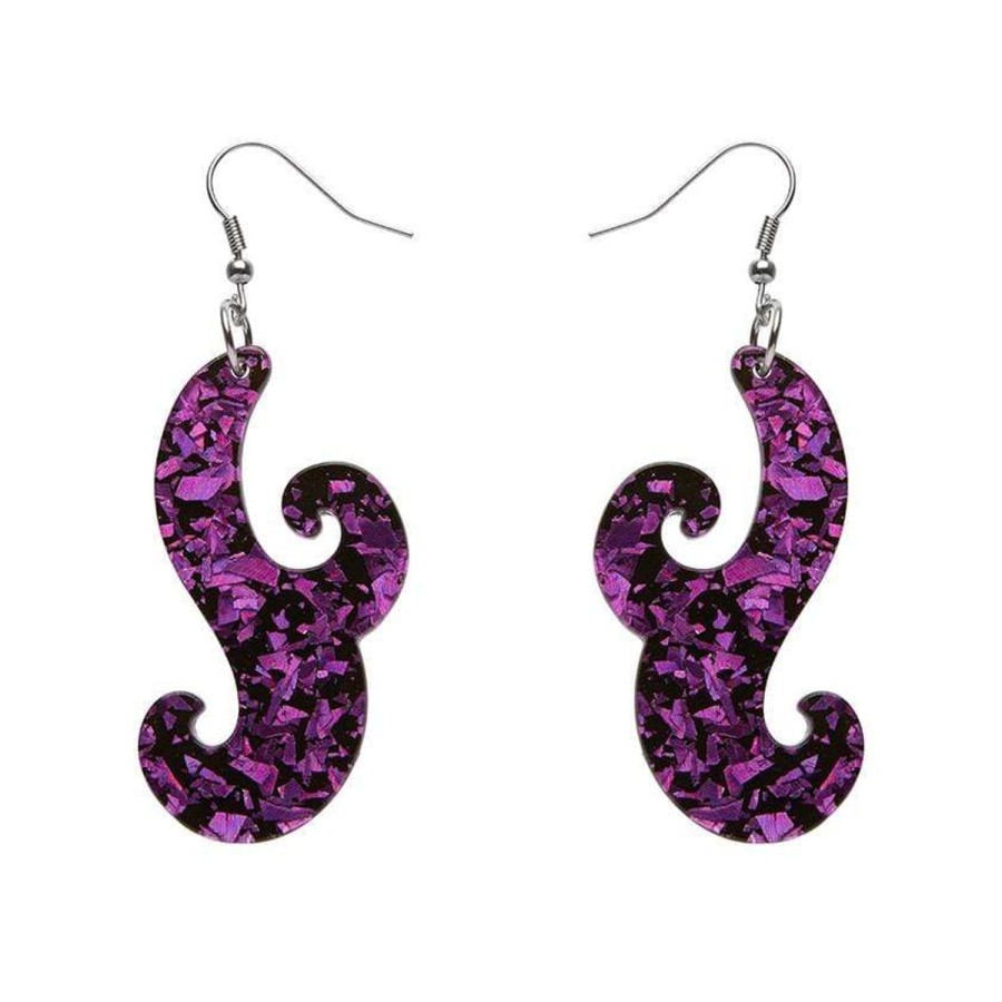 Erstwilder Essential Earrings | Nouveau Chunky Glitter Resin Drop Earrings - Purple