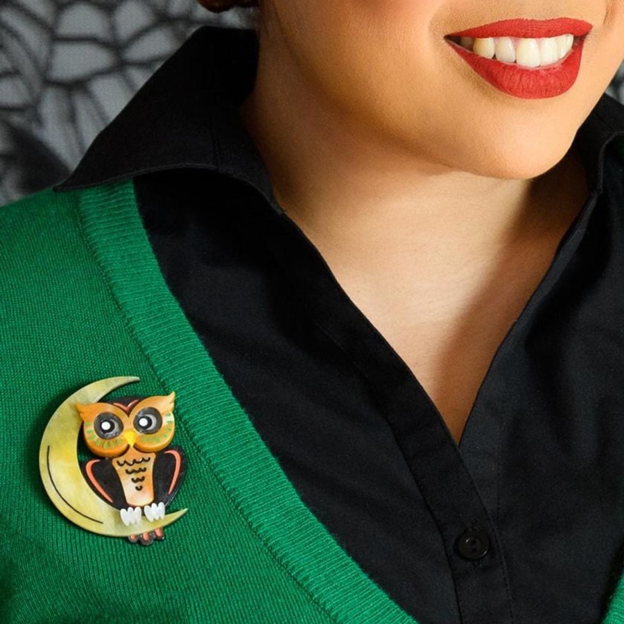 Erstwilder Brooches | A Moon With View Owl Brooch