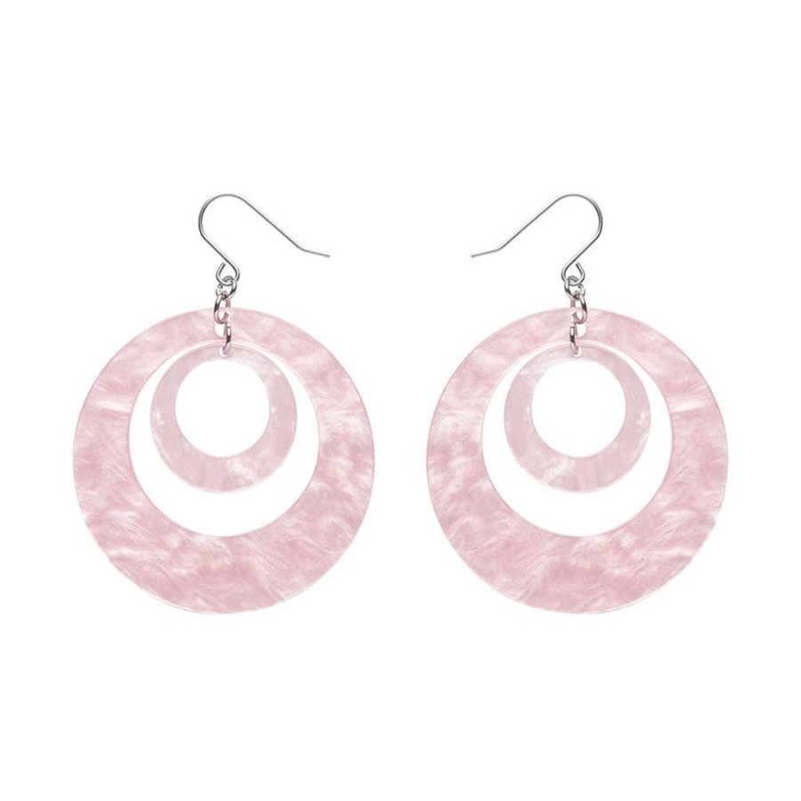 Erstwilder Essential Earrings | Double Hoop Ripple Drop Earrings - Pink