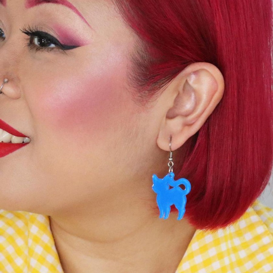 Erstwilder Essential Earrings | Pussy Cat Bubble Resin Drop Earrings - Blue