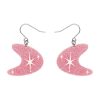 Erstwilder Essential Earrings | Atomic Boomerang Glitter Drop Earrings - Pink