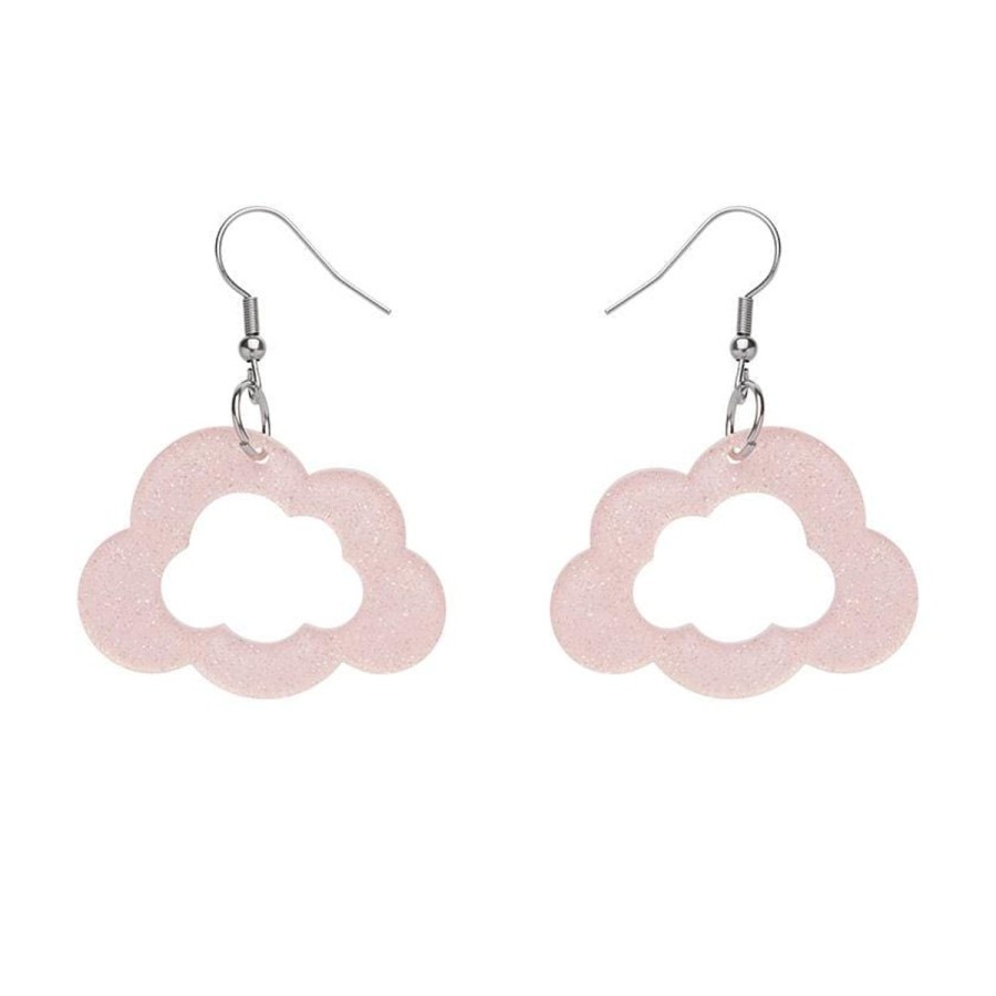 Erstwilder Essential Earrings | Cloud Glitter Resin Drop Earrings - Pink