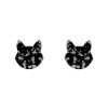 Erstwilder Essential Earrings | Cat Head Chunky Glitter Resin Stud Earrings - Silver