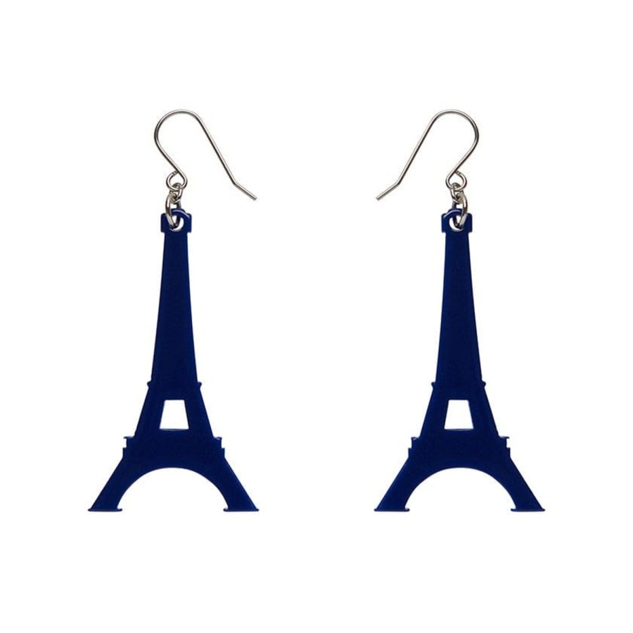 Erstwilder Essential Earrings | Eiffel Tower Solid Resin Drop Earrings - Blue