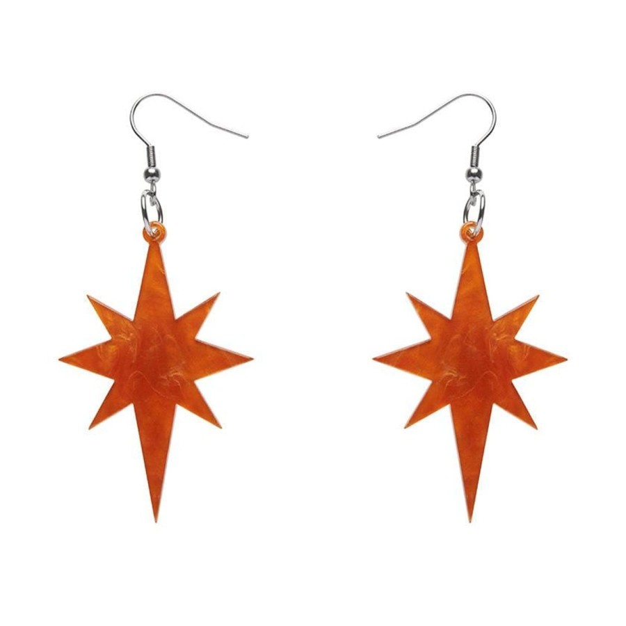 Erstwilder Essential Earrings | Starburst Ripple Resin Drop Earrings - Orange