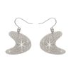 Erstwilder Essential Earrings | Atomic Boomerang Glitter Drop Earrings - Silver