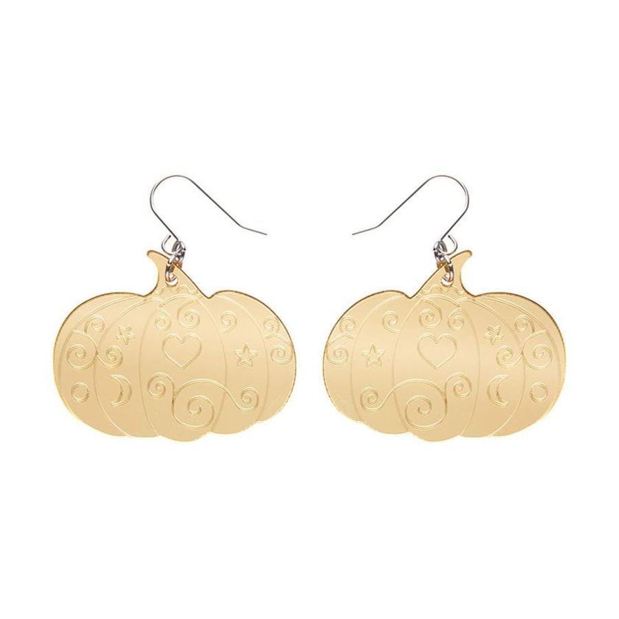 Erstwilder Essential Earrings | Pumpkin Magic Mirror Drop Earrings - Gold