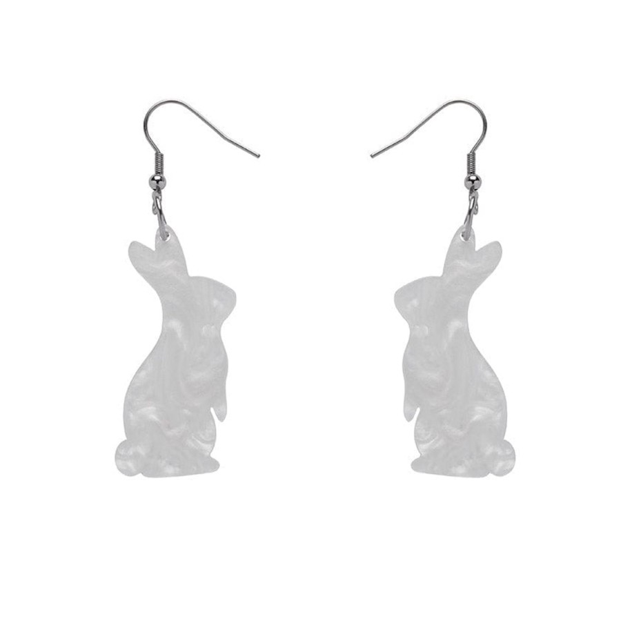 Erstwilder Essential Earrings | Bunny Ripple Resin Drop Earrings - White