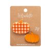 Erstwilder Brooches | Pumpkin Patch Mini Brooch Set - Orange & Orange Gingham