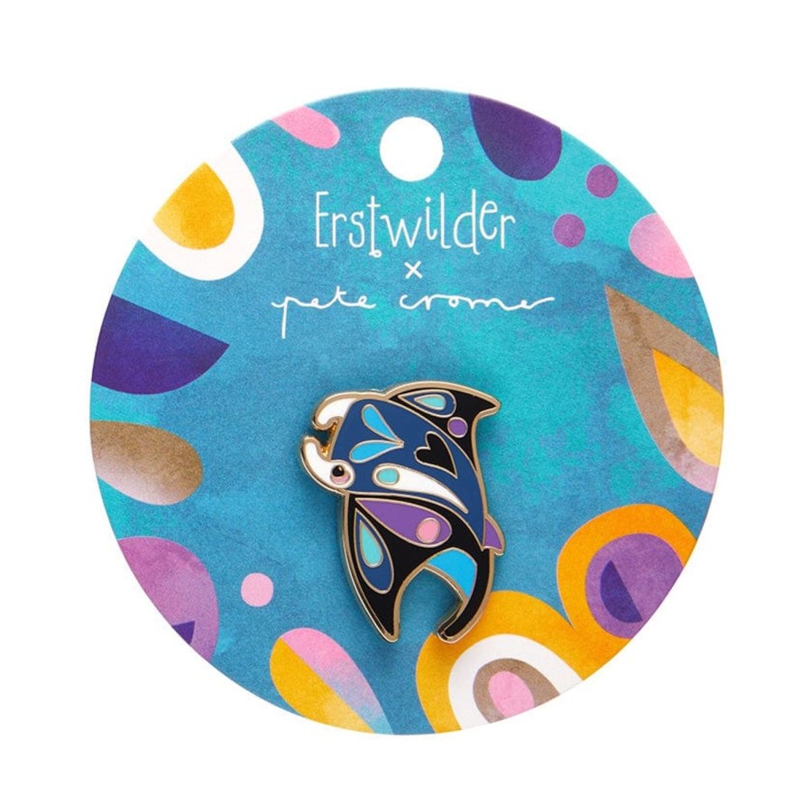 Erstwilder Enamel Pins | The Mercurial Manta Ray Enamel Pin