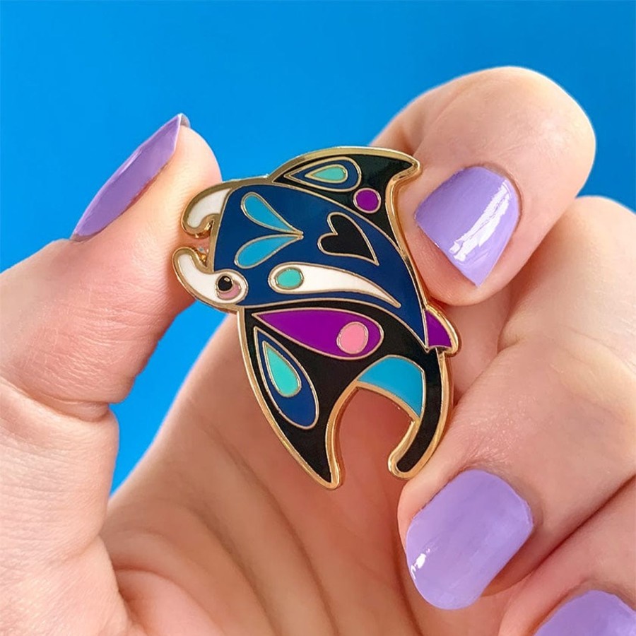 Erstwilder Enamel Pins | The Mercurial Manta Ray Enamel Pin