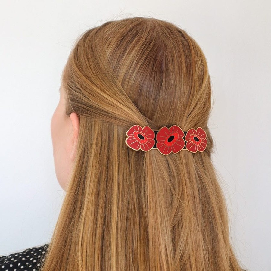 Erstwilder Hair Clips & Claws | Remembrance Poppy Enamel Hair Barrette