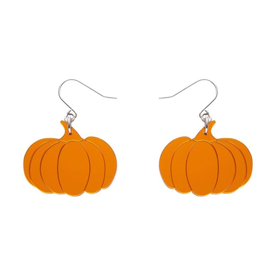 Erstwilder Essential Earrings | Pumpkin Mirror Drop Earrings - Orange