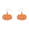 Erstwilder Essential Earrings | Pumpkin Gingham Drop Earrings - Orange