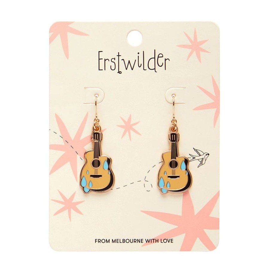 Erstwilder Enamel Earrings | Guitar Blues Enamel Drop Earrings