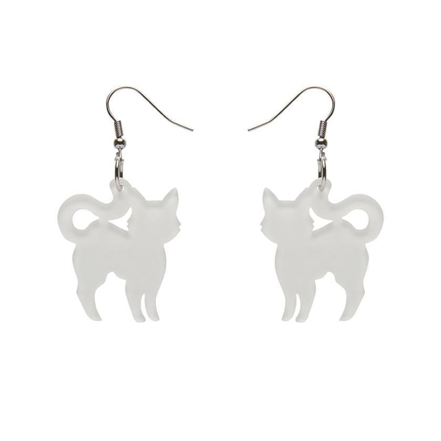 Erstwilder Essential Earrings | Pussy Cat Bubble Resin Drop Earrings - White