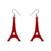 Erstwilder Essential Earrings | Eiffel Tower Solid Resin Drop Earrings - Red